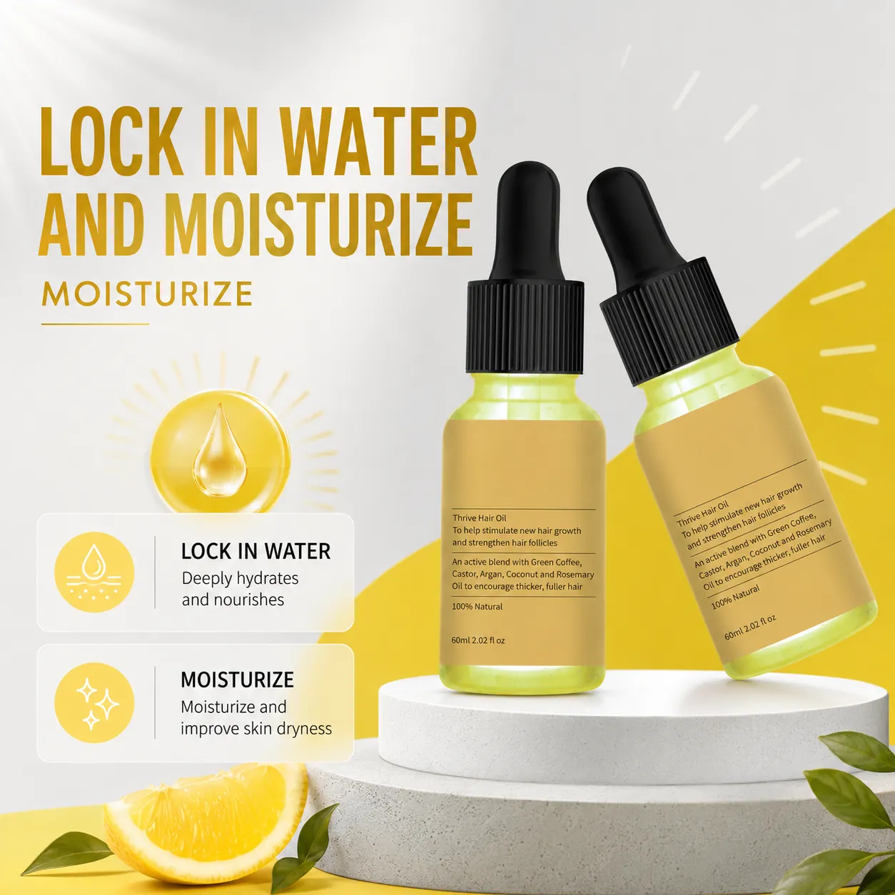 Private Label Natural Hair Growth Oil with Rosemary and Castor Oil