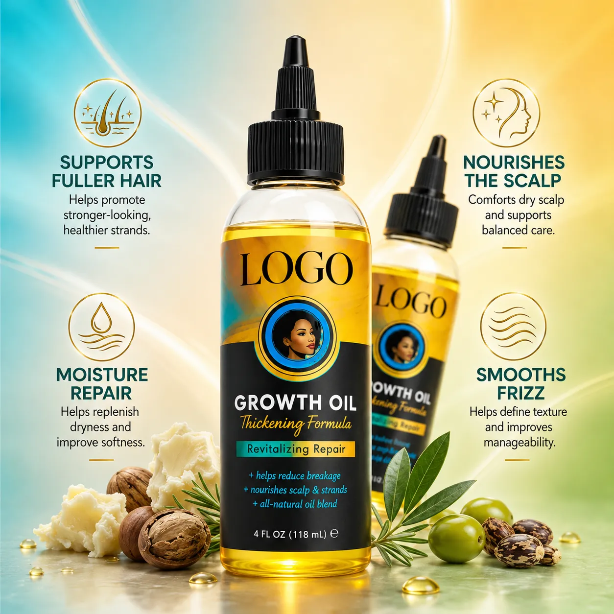 Growth Oil Thickening Formula for Scalp & Curl Care – OEM/ODM Custom Formula