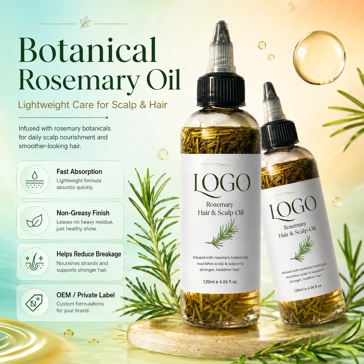 Rosemary Hair & Scalp Oil for Scalp Care Breakage Support & Fuller Looking Hair