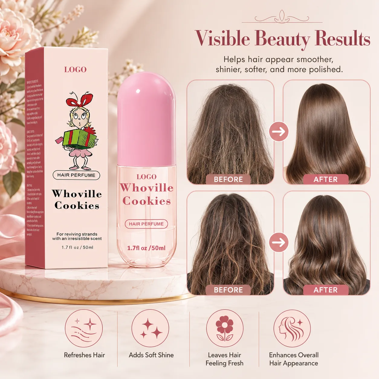Private Label Sweet Cookie Hair Perfume Spray Fine Mist 50ml