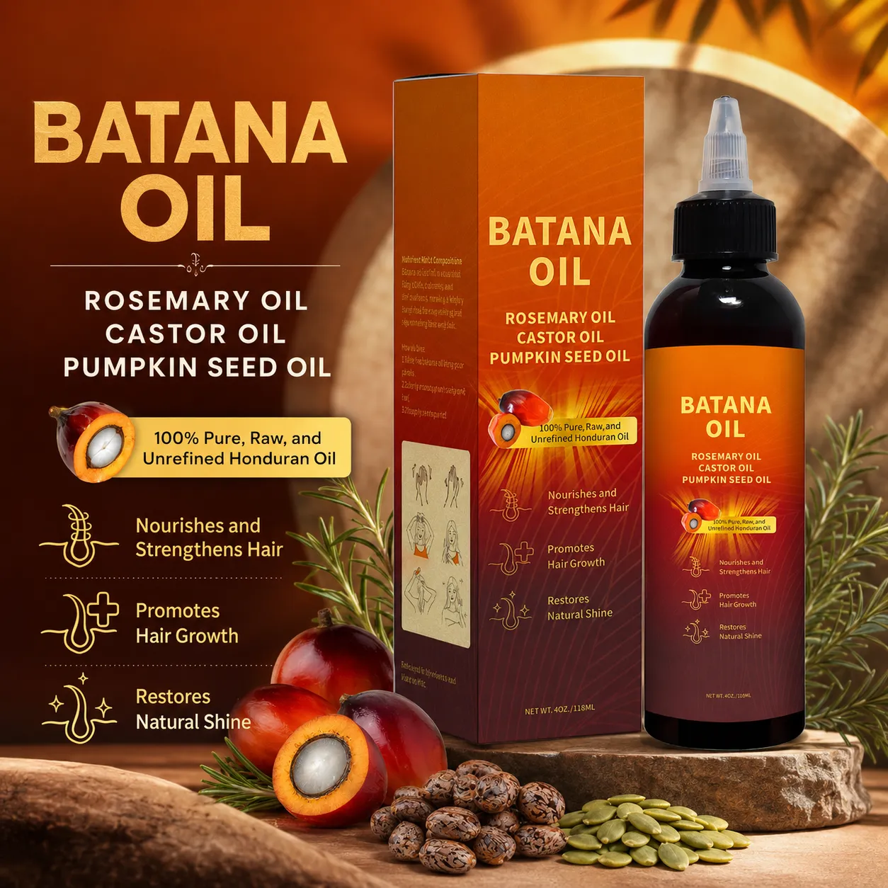 Batana Oil with Rosemary Castor & Pumpkin Seed Oil