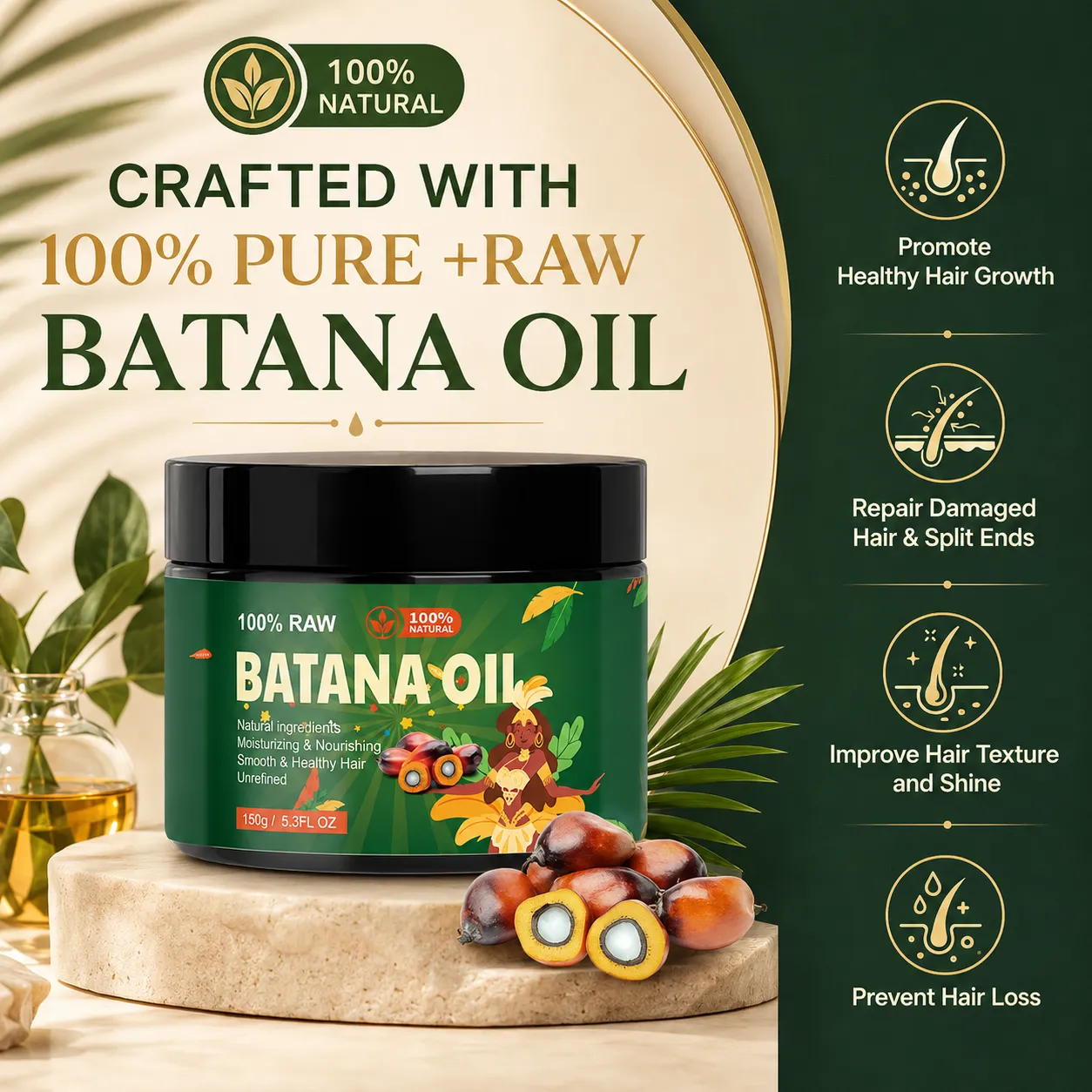 100% Raw Batana Oil Hair Treatment – OEM/ODM Custom Formula