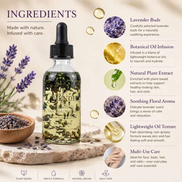 Lavender Multi-Use Oil for Face Body Nail Hair – OEM/ODM Custom Formula
