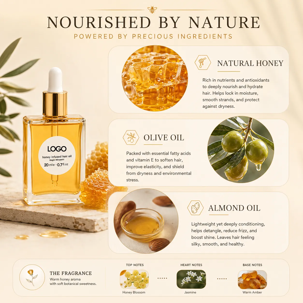 Honey Infused Hair Oil for Frizz Control & Shine – OEM/ODM Custom Formula