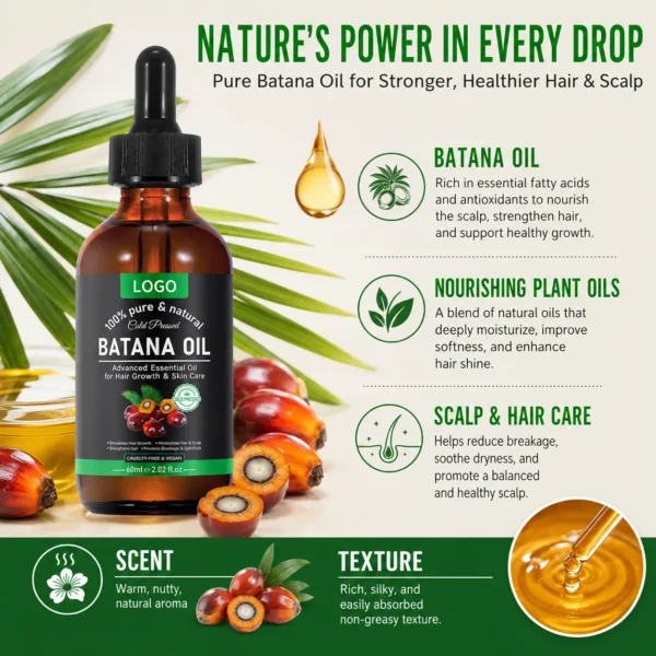 Private Label Batana Oil for Hair Growth Support & Scalp Care – 60ml Cold Pressed Hair & Skin Oil