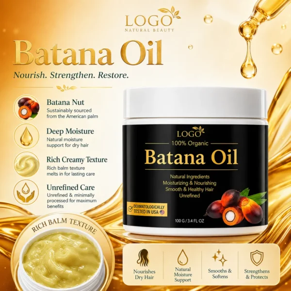 Private Label Batana Oil Hair Butter Treatment Balm for Dry & Damaged Hair – 100g / 3.4 fl oz