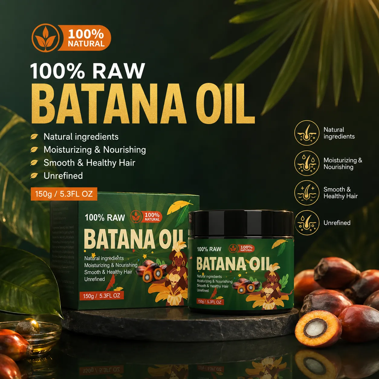 100% Raw Batana Oil Hair Treatment – OEM/ODM Custom Formula