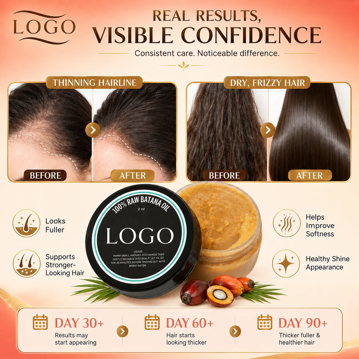 100% Raw Batana Oil Hair Balm for Hair Growth Care & Deep Nourishment – OEM/ODM Custom Formula