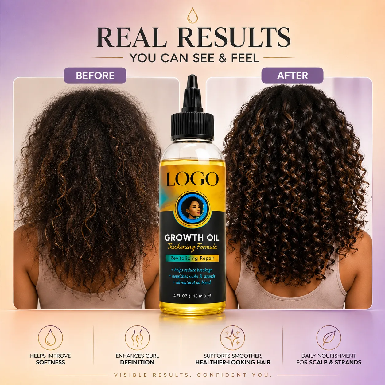 Growth Oil Thickening Formula for Scalp & Curl Care – OEM/ODM Custom Formula