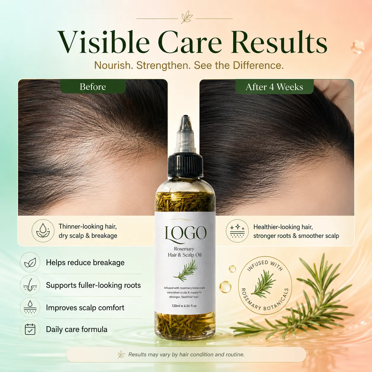 Rosemary Hair & Scalp Oil for Scalp Care Breakage Support & Fuller Looking Hair
