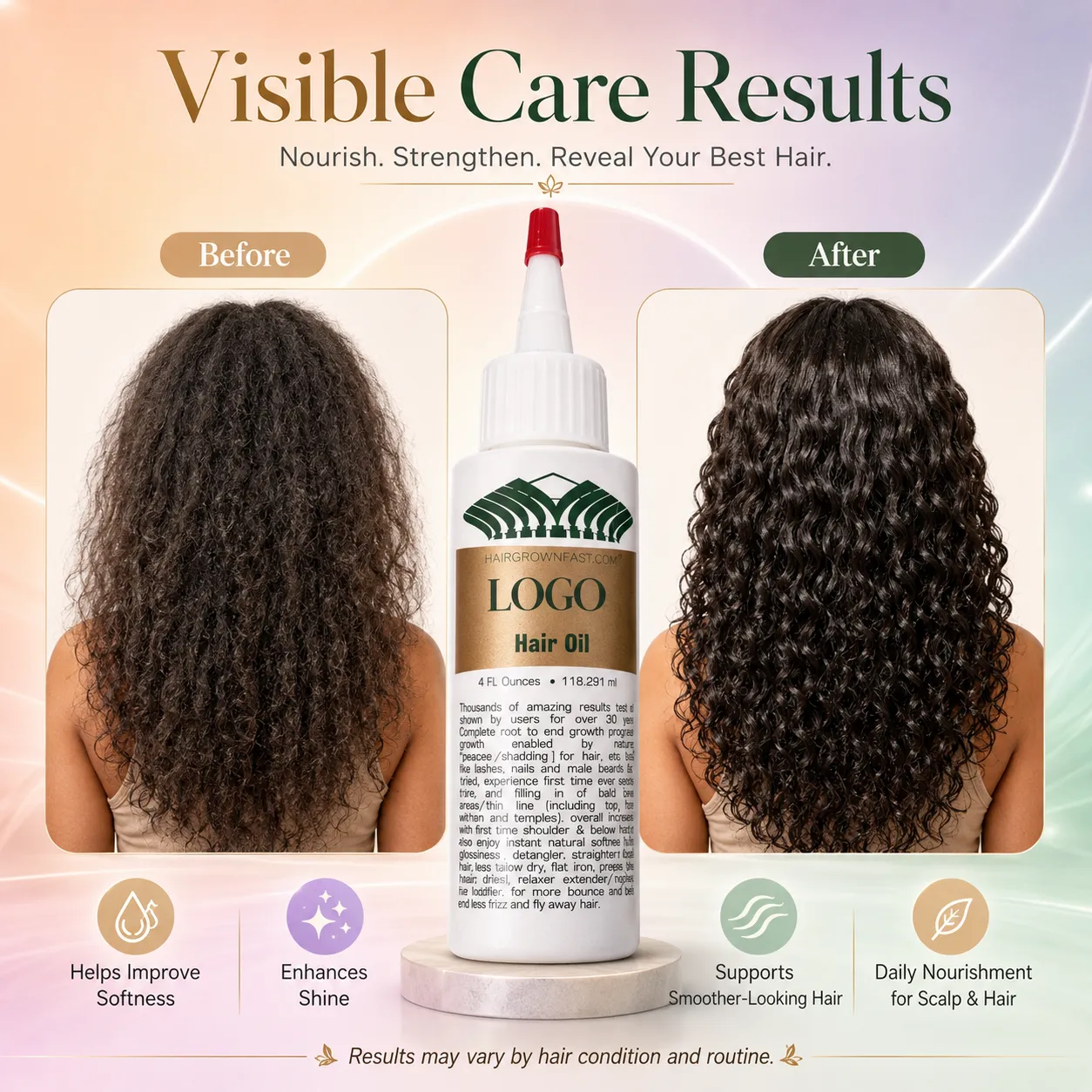 Lightweight Hair Growth Oil for Scalp Nourishment Breakage Support & Frizz Control – OEM/ODM Custom Hair Oil