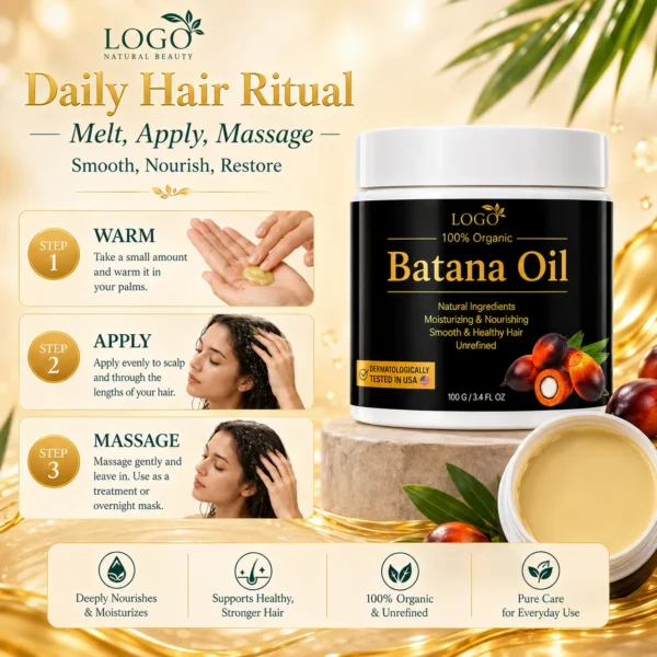 Private Label Organic Batana Oil Hair Butter Balm for Dry Damaged Hair 100g
