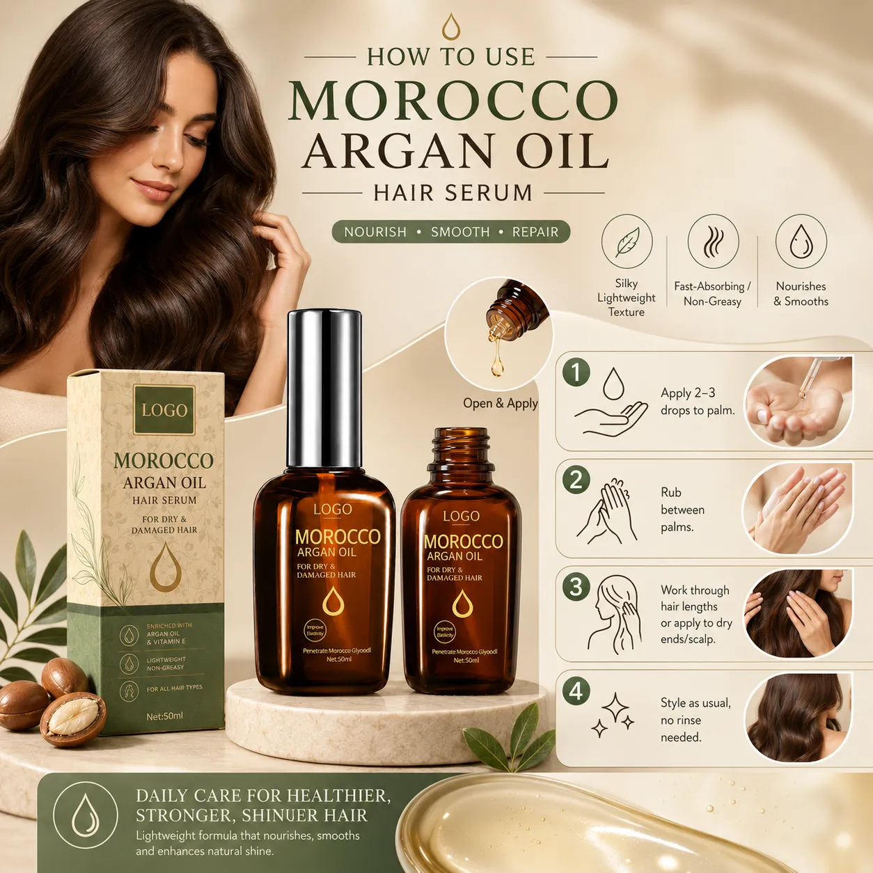 Private Label Morocco Argan Oil Hair Serum