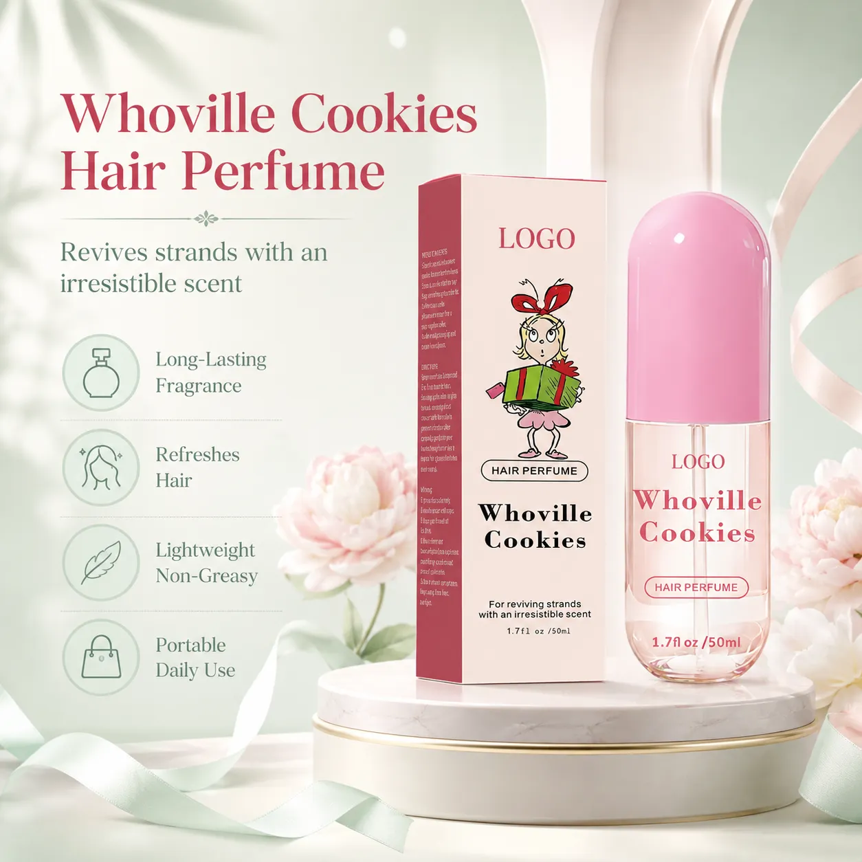 Private Label Sweet Cookie Hair Perfume Spray Fine Mist 50ml