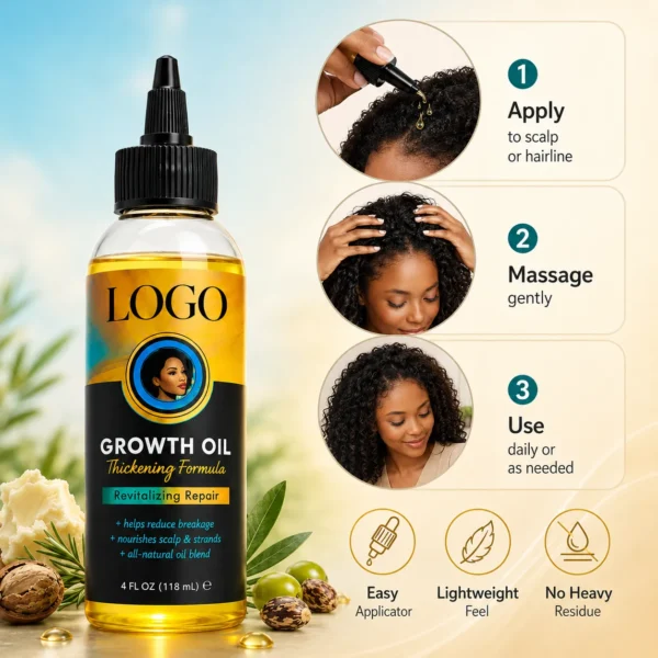Growth Oil Thickening Formula for Scalp & Curl Care – OEM/ODM Custom Formula