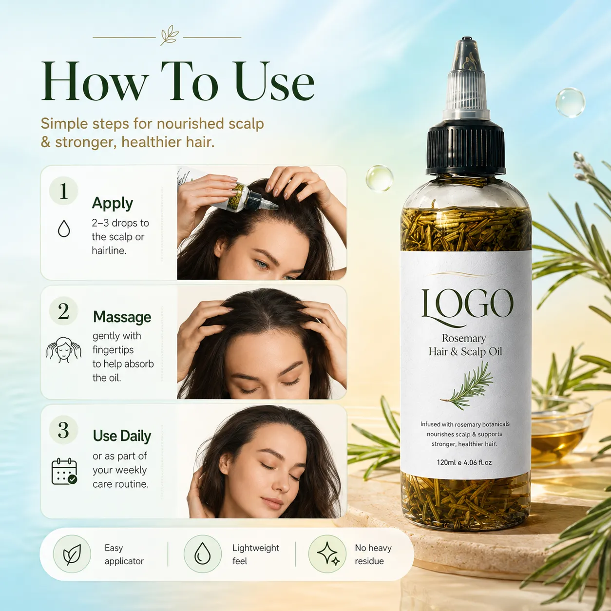 Rosemary Hair & Scalp Oil for Scalp Care Breakage Support & Fuller Looking Hair