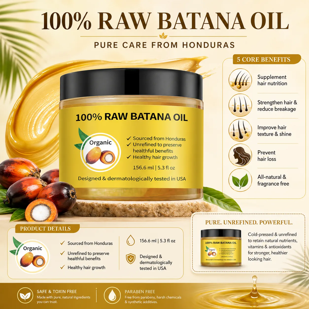 100% Raw Batana Oil Hair Treatment