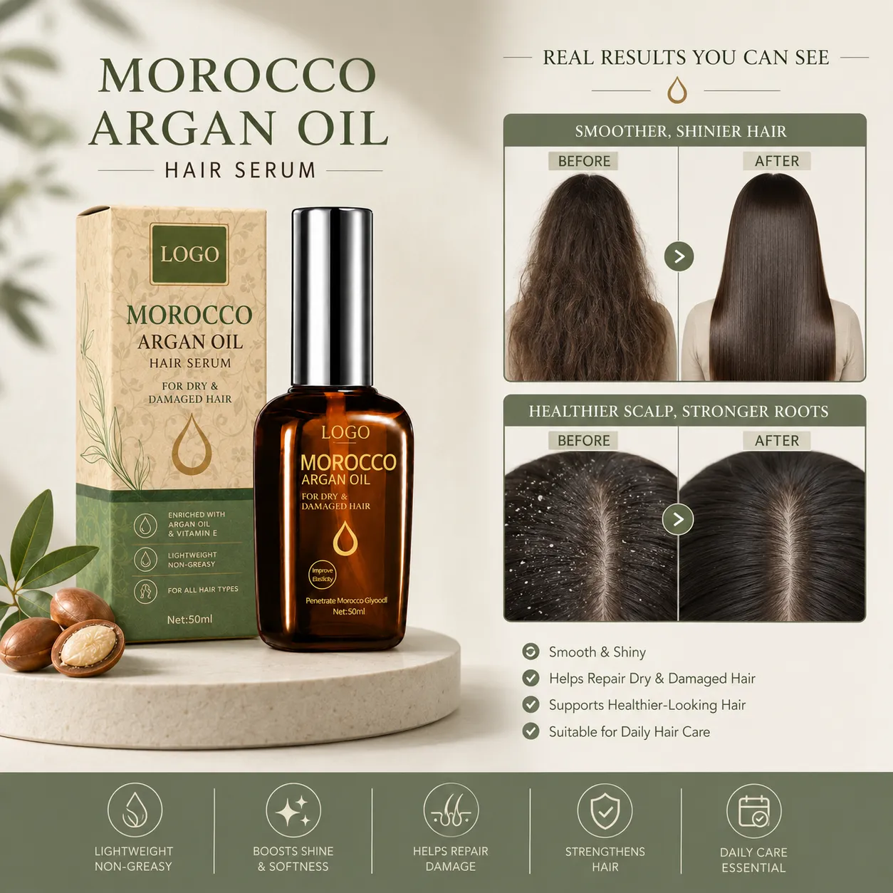 Private Label Morocco Argan Oil Hair Serum
