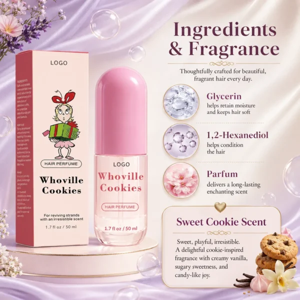 Private Label Sweet Cookie Hair Perfume Spray Fine Mist 50ml