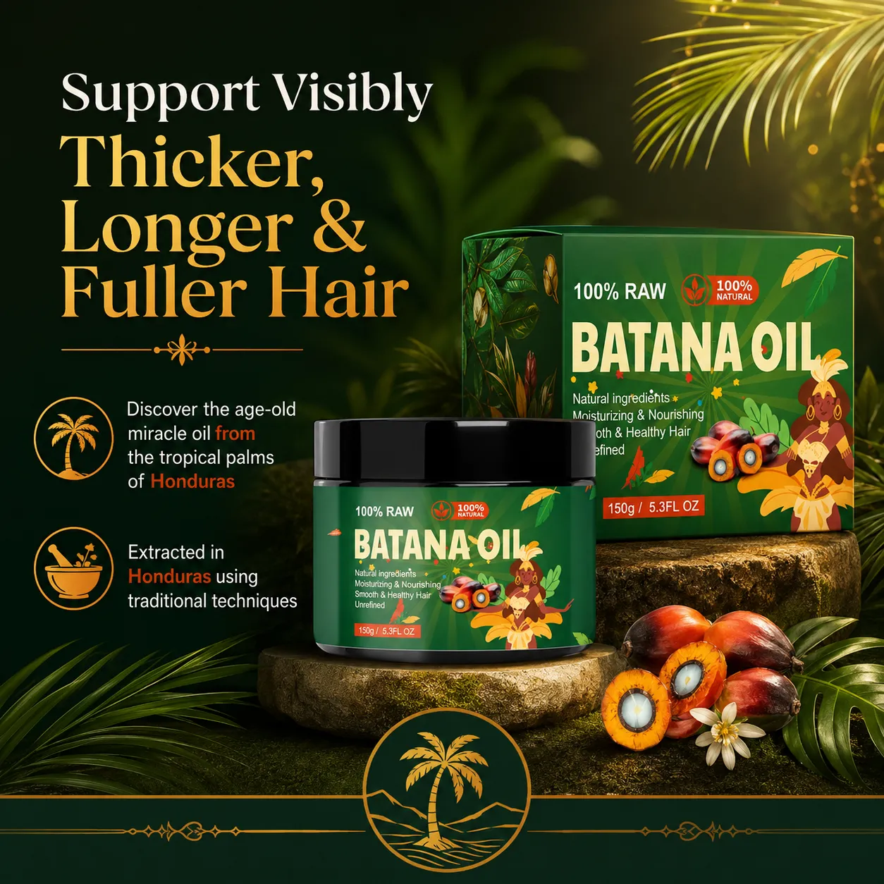 100% Raw Batana Oil Hair Treatment – OEM/ODM Custom Formula