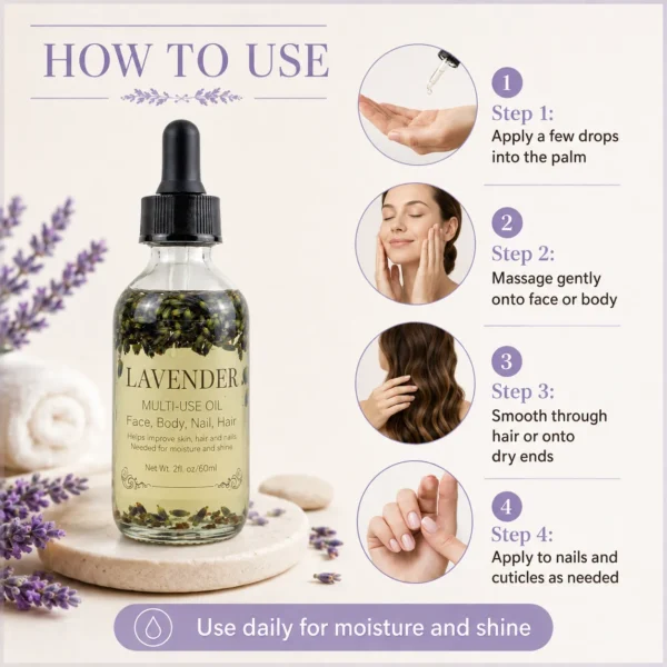 Lavender Multi-Use Oil for Face Body Nail Hair – OEM/ODM Custom Formula
