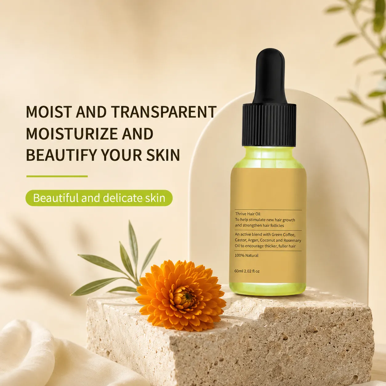 Private Label Natural Hair Growth Oil with Rosemary and Castor Oil