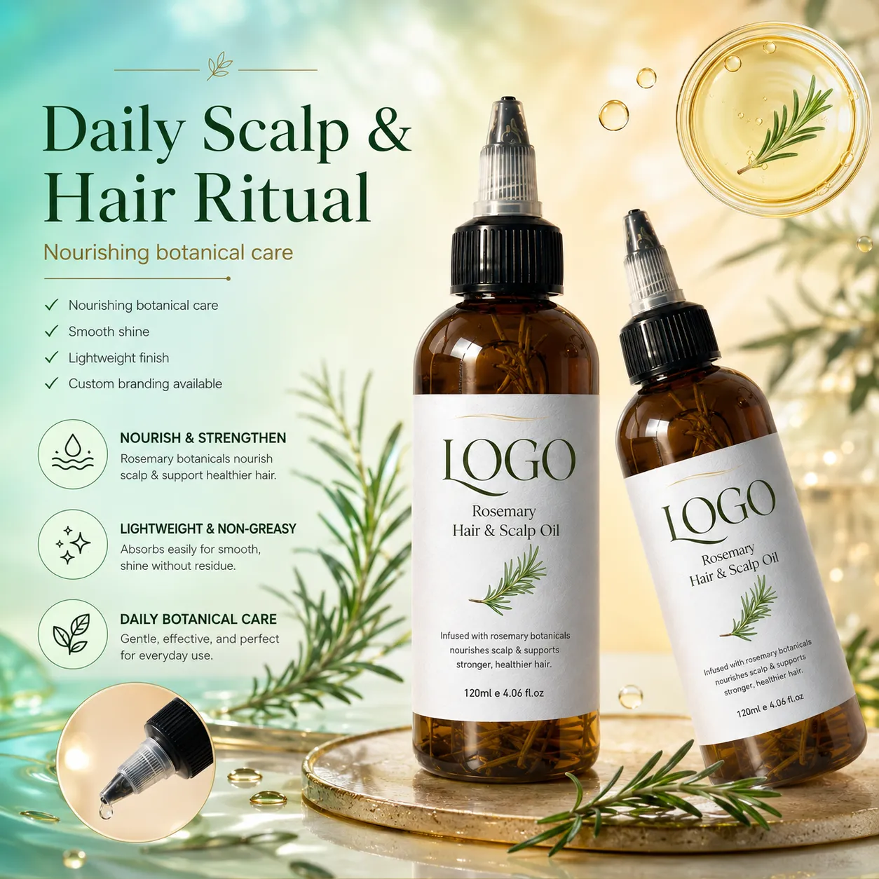 Rosemary Hair & Scalp Oil for Scalp Care Breakage Support & Fuller Looking Hair
