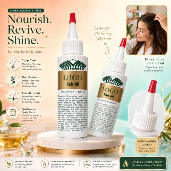 Lightweight Hair Growth Oil for Scalp Nourishment Breakage Support & Frizz Control – OEM/ODM Custom Hair Oil