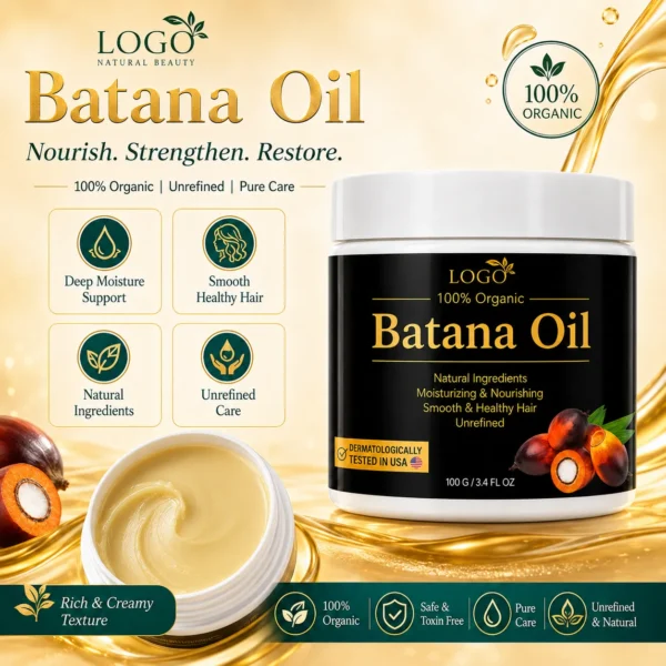 Private Label Organic Batana Oil Hair Butter Balm for Dry Damaged Hair 100g