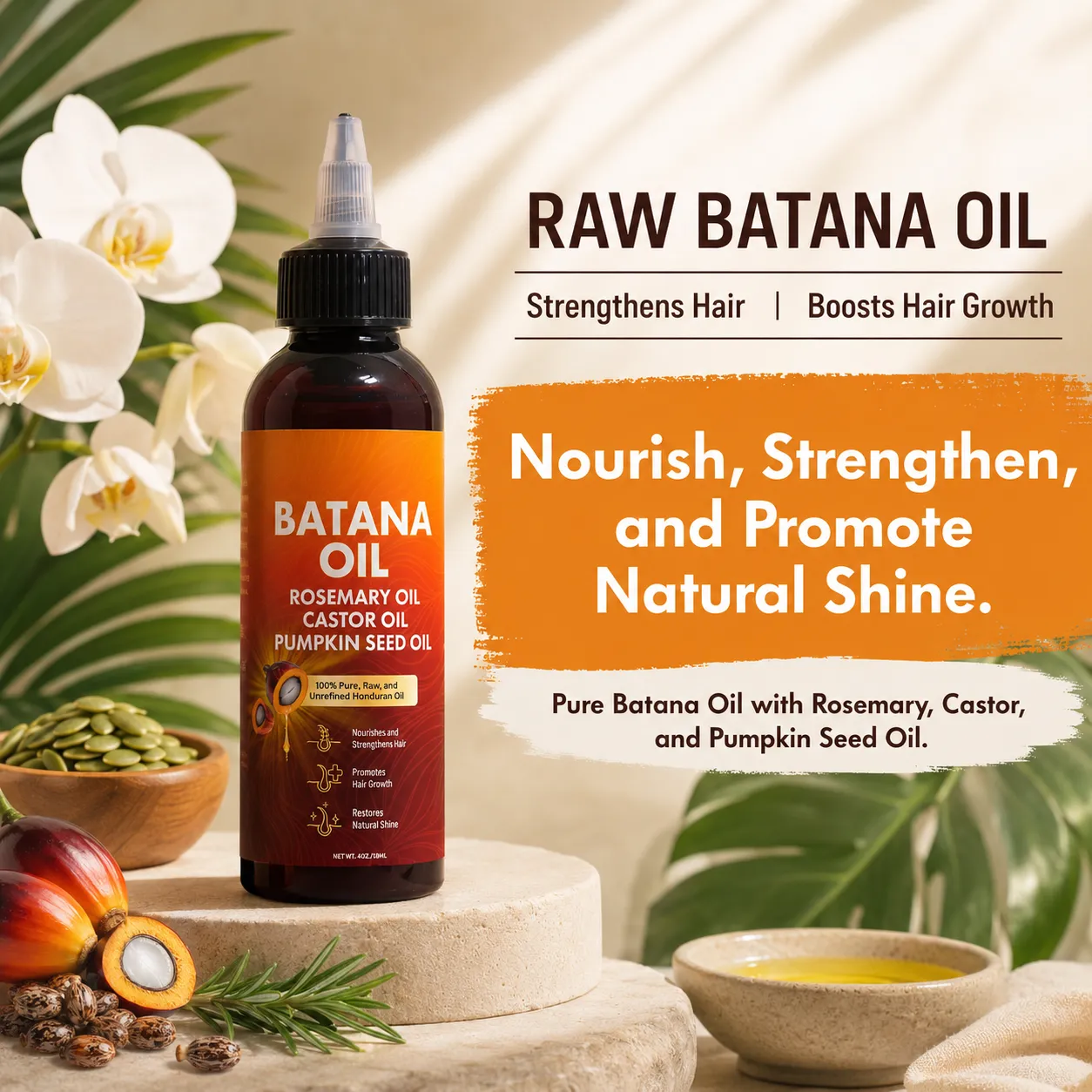 Batana Oil with Rosemary Castor & Pumpkin Seed Oil