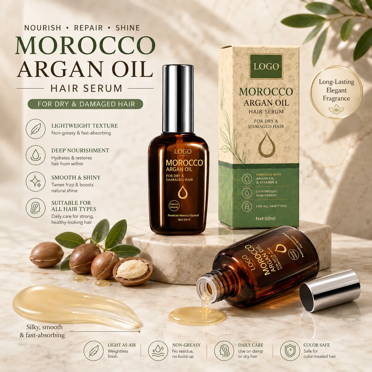 Private Label Morocco Argan Oil Hair Serum