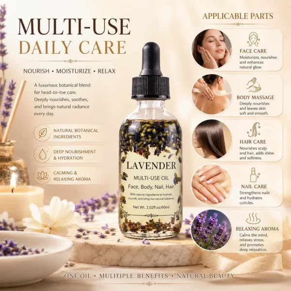 Lavender Multi-Use Oil for Face Body Nail Hair – OEM/ODM Custom Formula