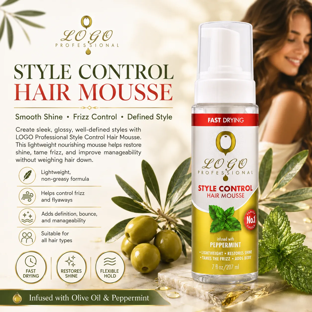 Peppermint Style Control Hair Mousse