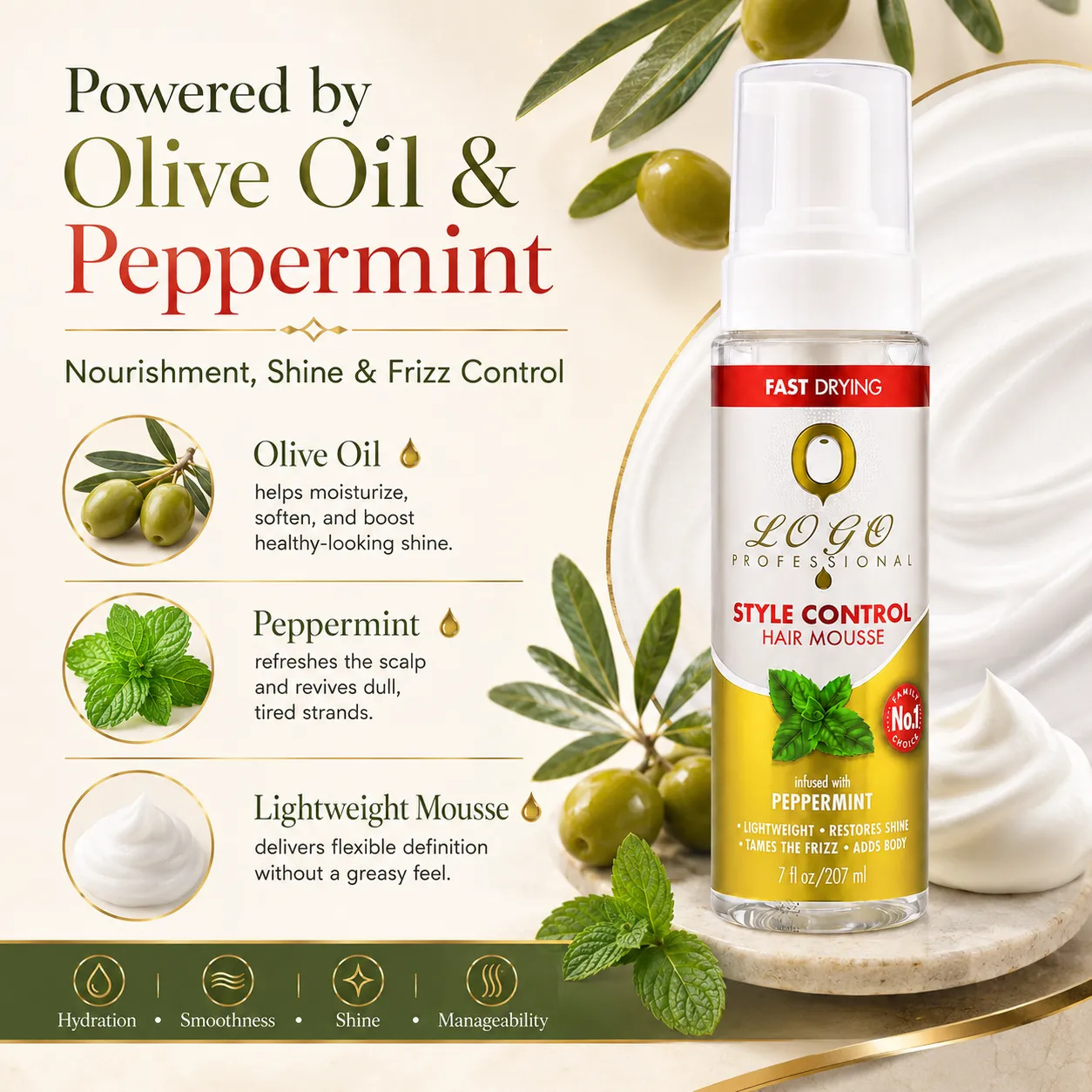 Peppermint Style Control Hair Mousse