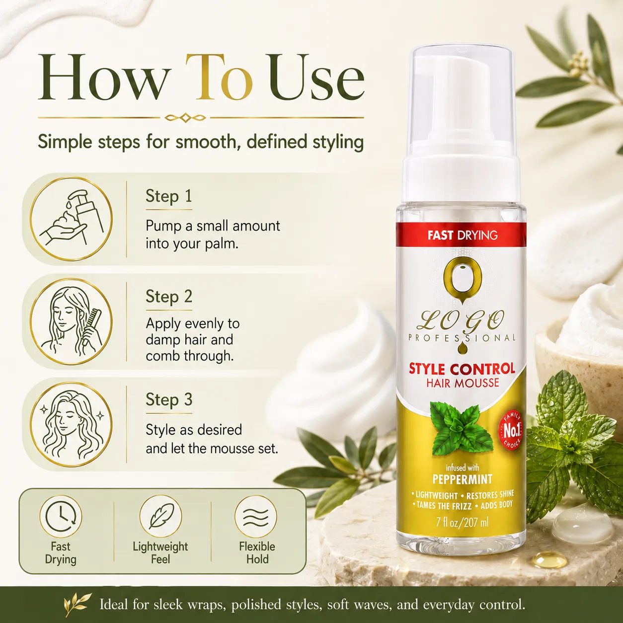 Peppermint Style Control Hair Mousse