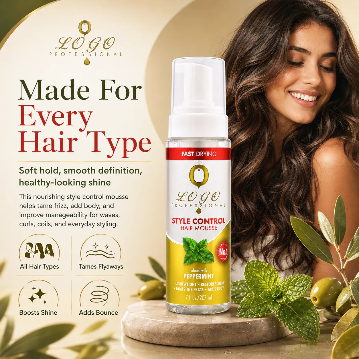 Peppermint Style Control Hair Mousse