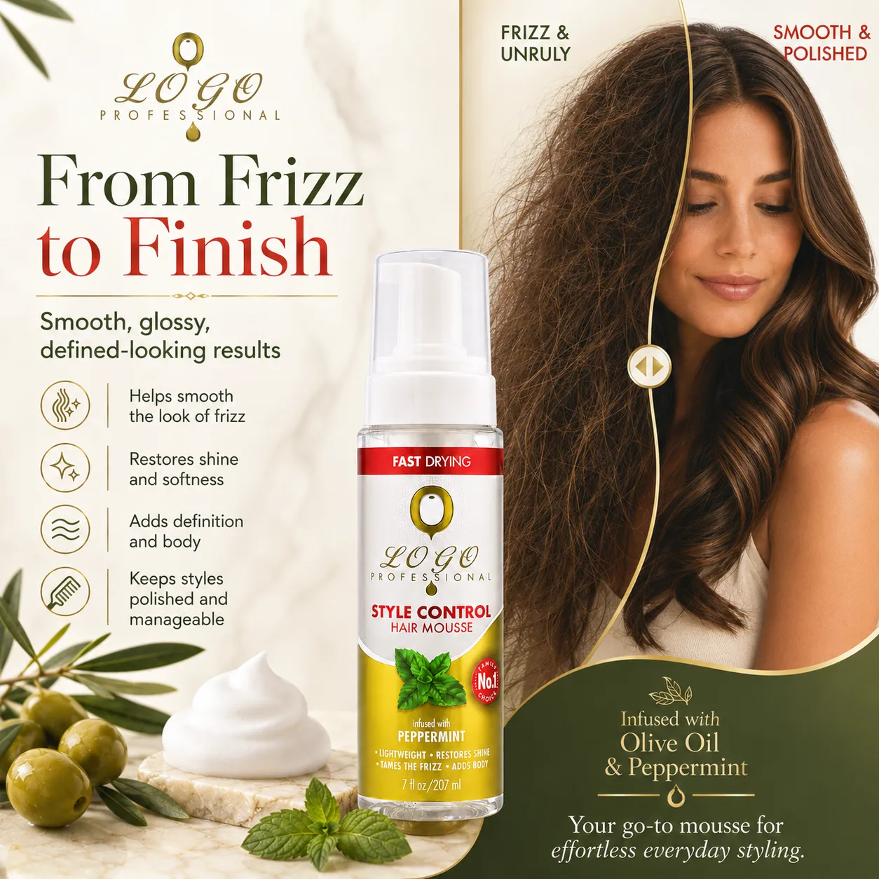 Peppermint Style Control Hair Mousse