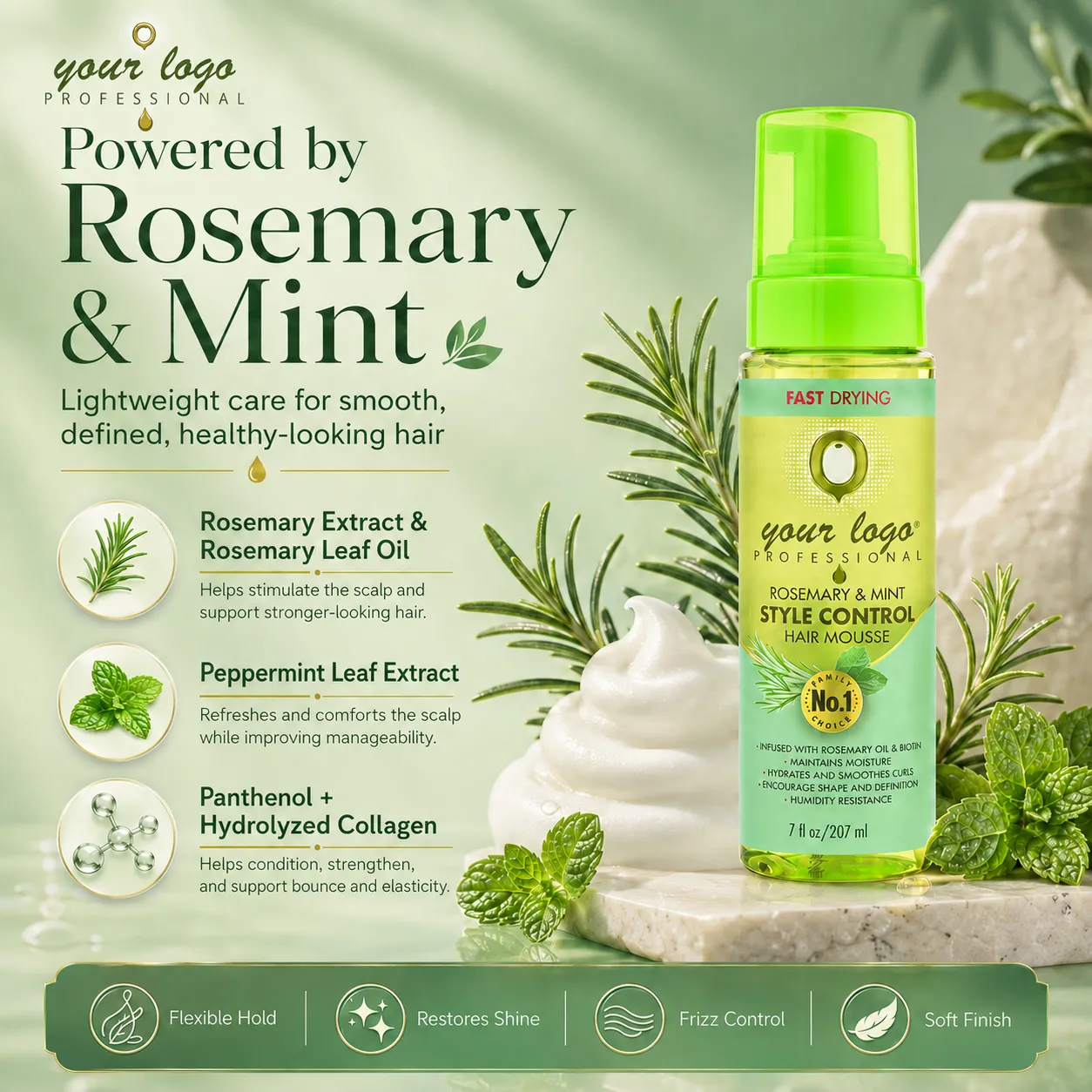 Rosemary Mint Style Control Hair Mousse