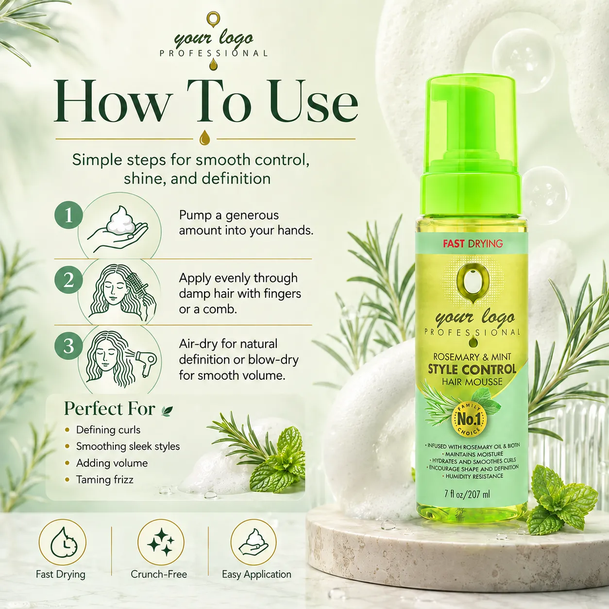 Rosemary Mint Style Control Hair Mousse