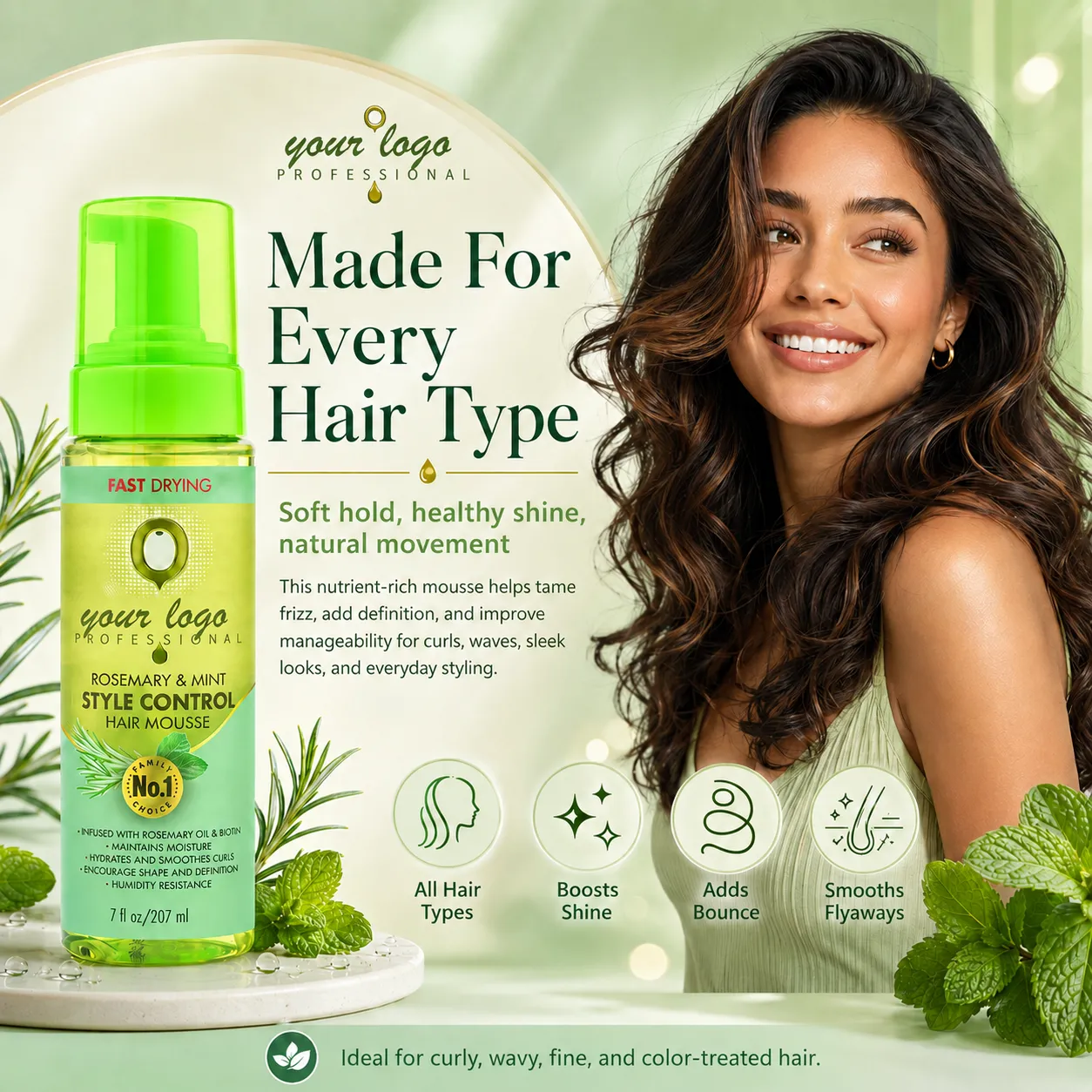 Rosemary Mint Style Control Hair Mousse