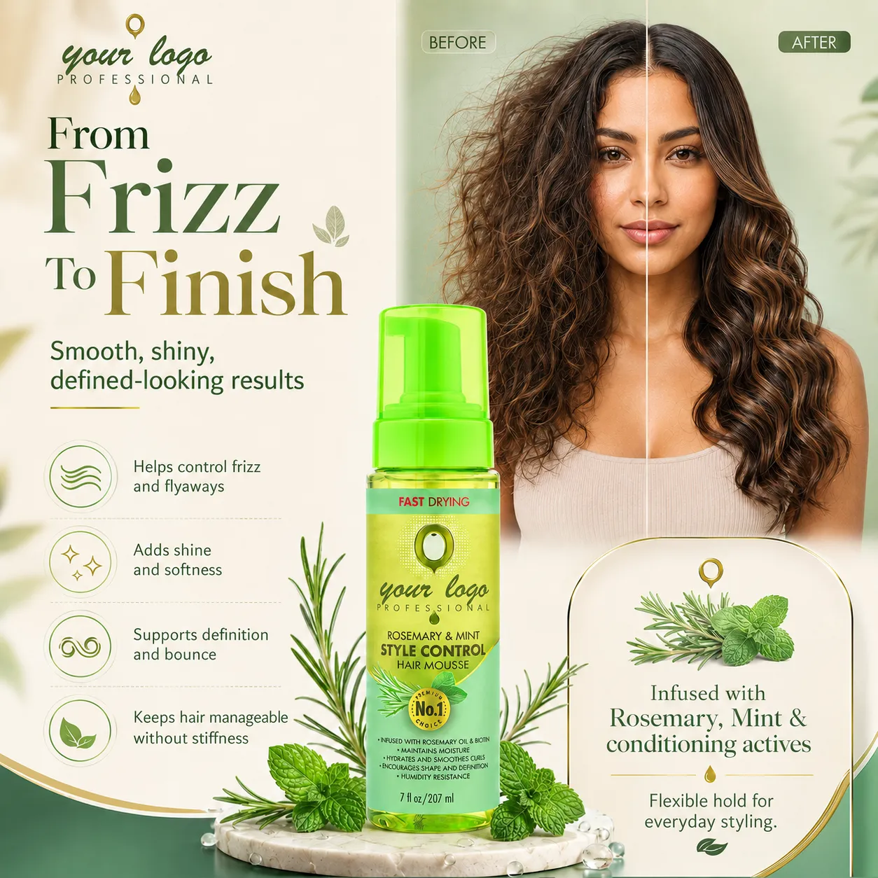 Rosemary Mint Style Control Hair Mousse