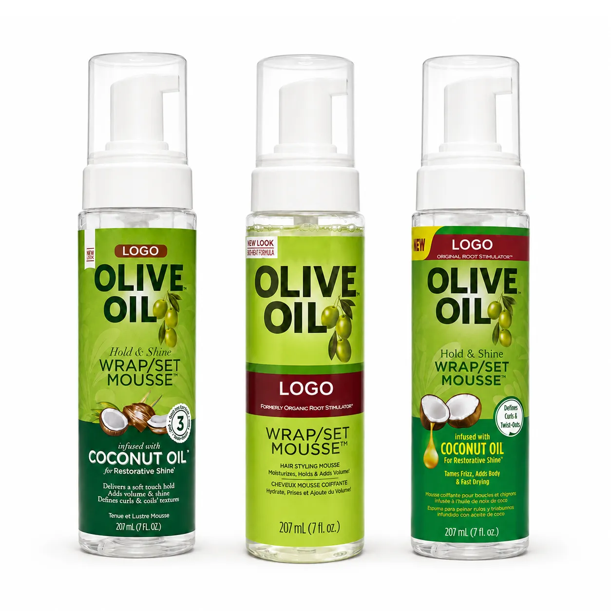 ORS mousse Private Label Olive Oil Wrap and Set Mousse for Soft Hold