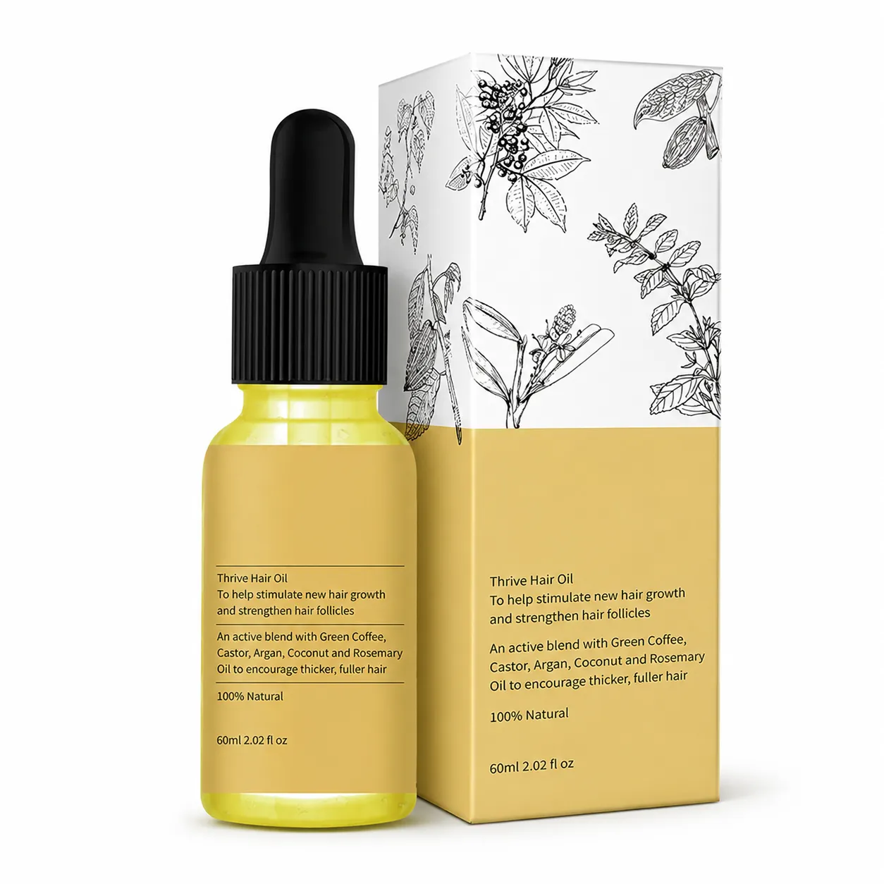 Private Label Natural Hair Growth Oil with Rosemary and Castor Oil