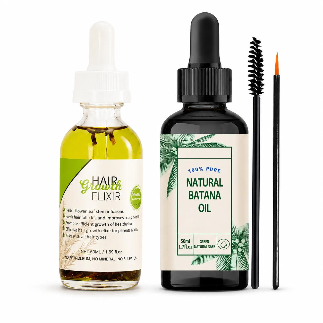 Rosemary Hair Growth Elixir & Natural Batana Oil Set for Scalp Brows Beard – OEM/ODM Custom Formula