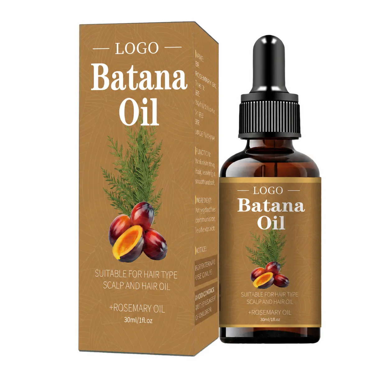 Private Label Batana Rosemary Oil for Scalp Care & Hair Growth Support – 30ml / 1 fl oz