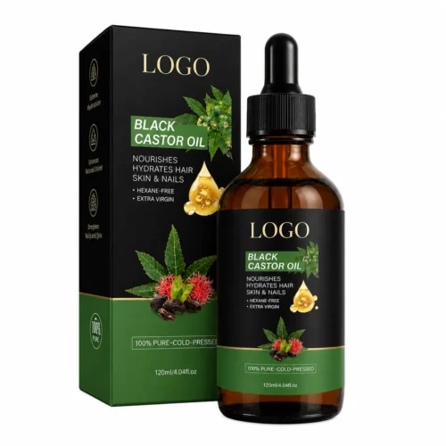 Private Label Black Castor Oil for Hair Scalp Skin Brows Lashes and Nails 120ml