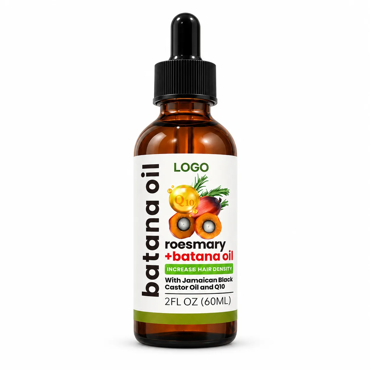 Private Label Rosemary Batana Hair Oil with Jamaican Black Castor Oil and Q10 60ml for Scalp Nourishing Care