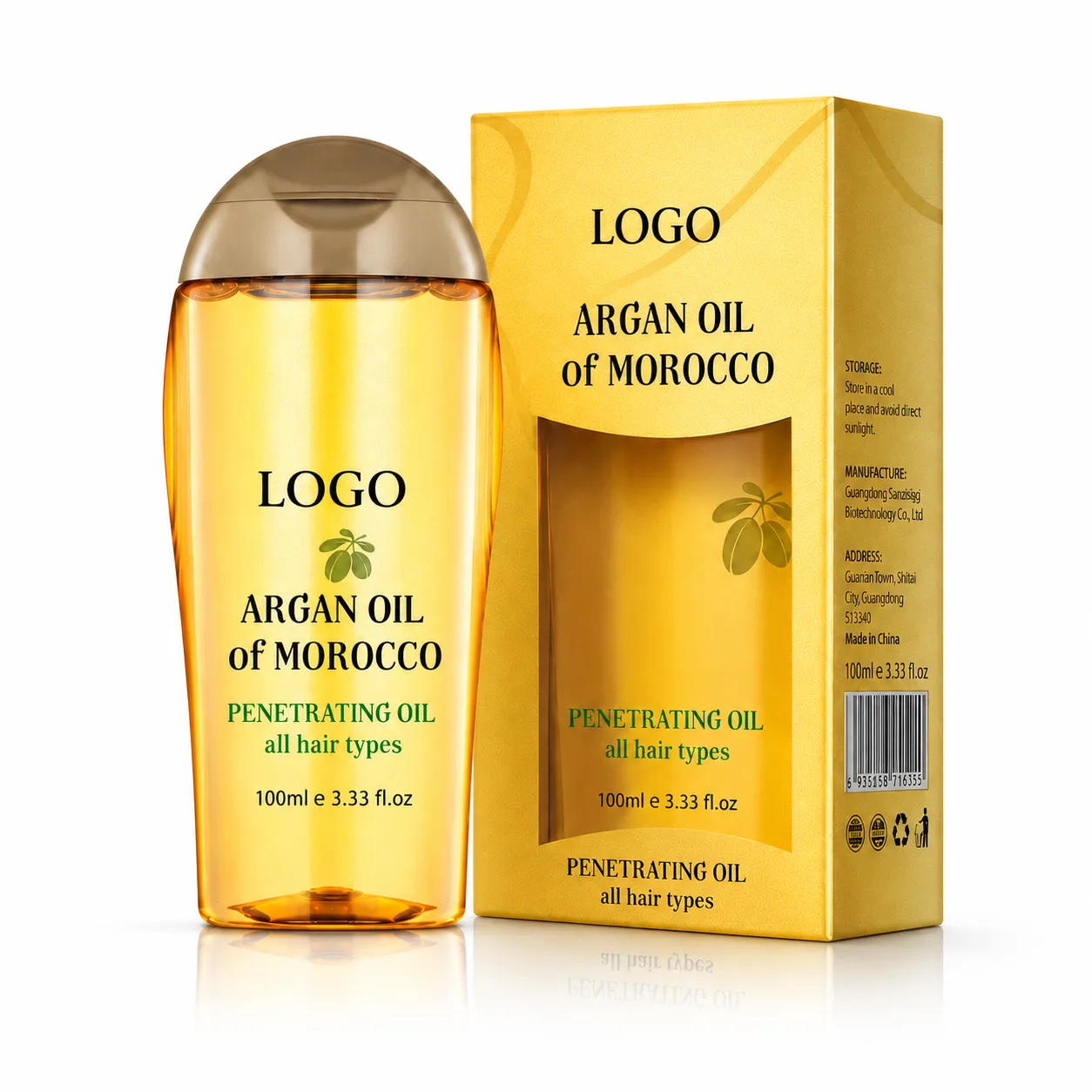 Private Label Argan Oil of Morocco Penetrating Hair Oil 100ml for Dry Frizzy Hair Smoothing Care