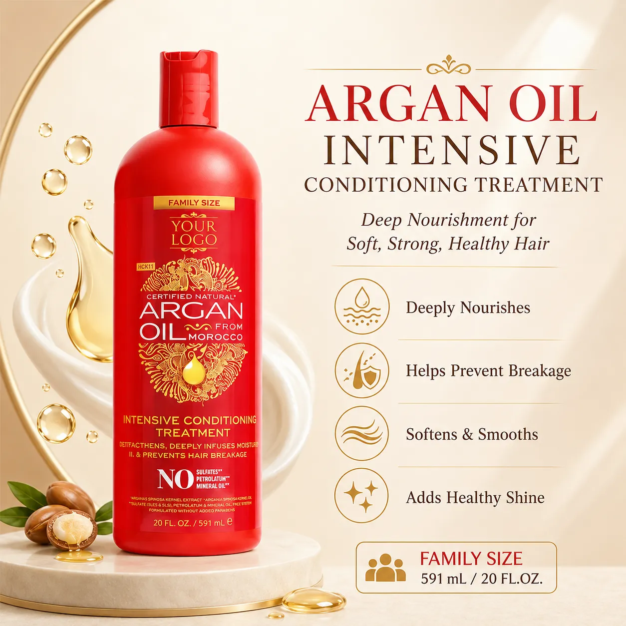 Private Label Argan Oil Conditioning Treatment 20oz Family Size OEM ODM Manufacturer