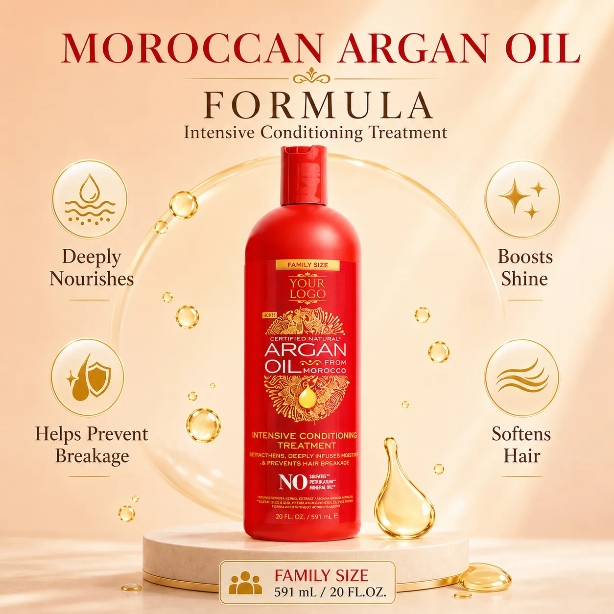 Private Label Argan Oil Conditioning Treatment 20oz Family Size OEM ODM Manufacturer